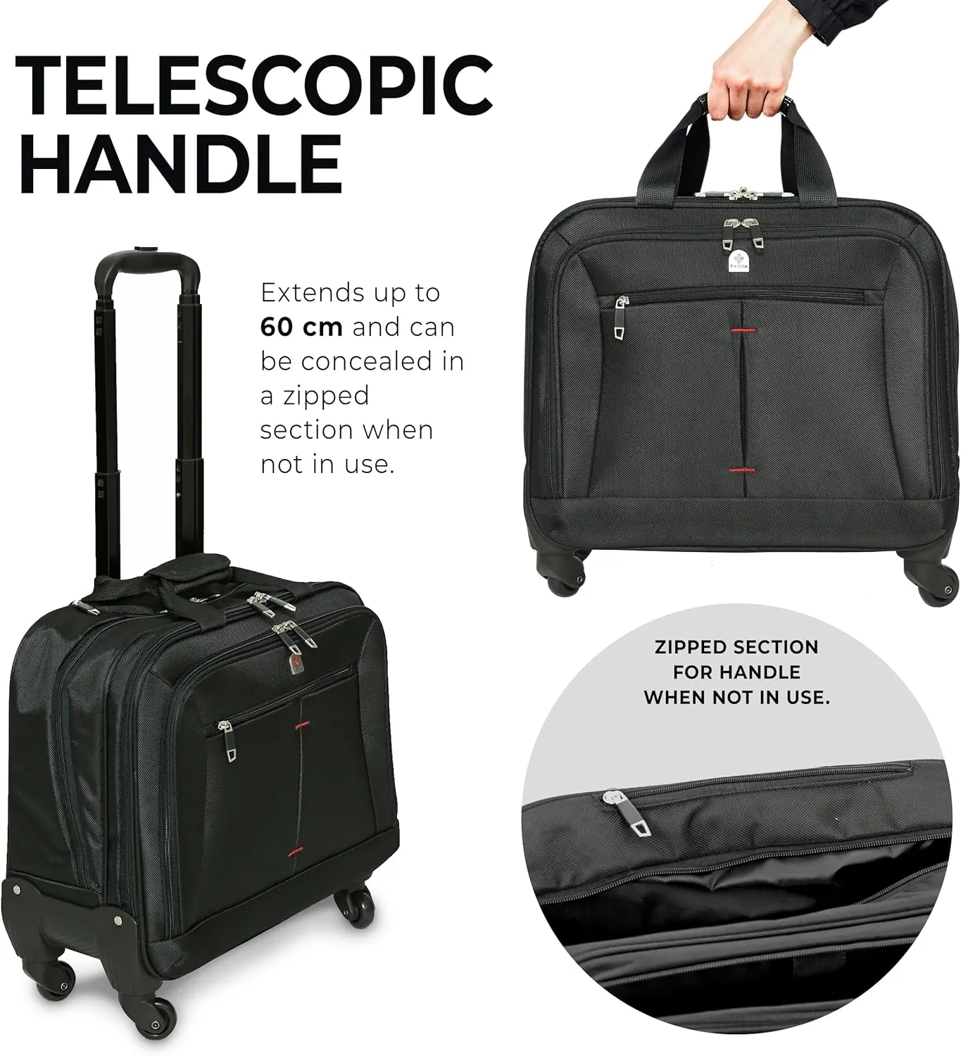 Business Laptop Roller Case - Large Stowage Area - 4 Wheel Spinner