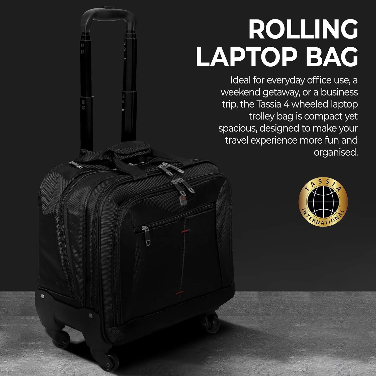 Business Laptop Roller Case - Large Stowage Area - 4 Wheel Spinner