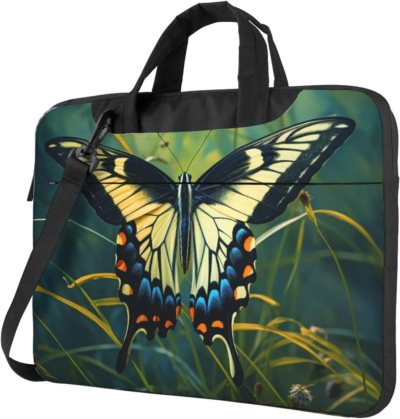 Butterfly on Stem Laptop Bag Laptop Messenger Shoulder Bag Travel Computer Bag for Women Men