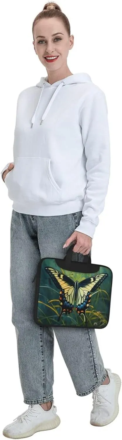 Butterfly on Stem Laptop Bag Laptop Messenger Shoulder Bag Travel Computer Bag for Women Men