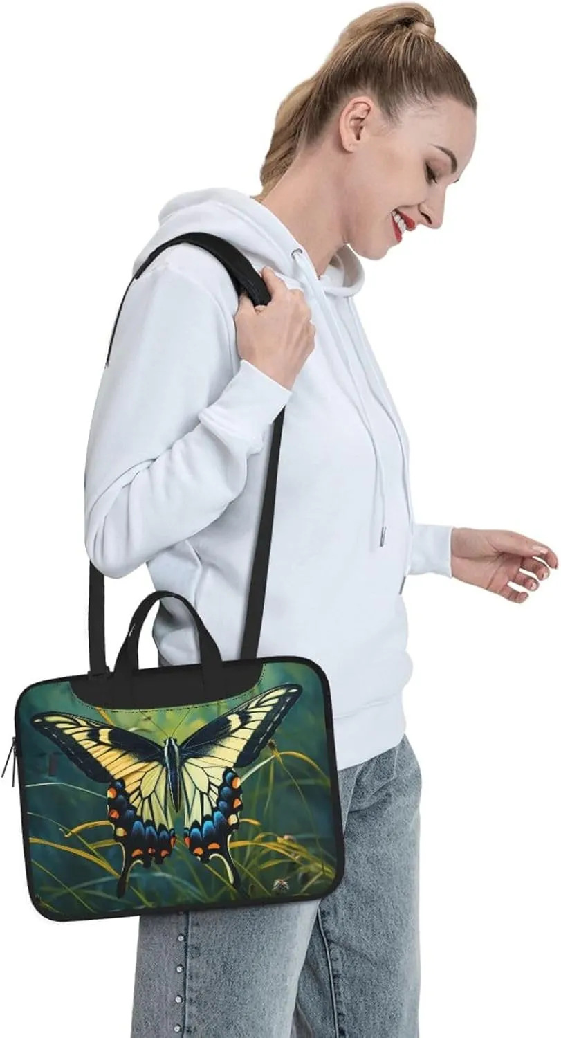 Butterfly on Stem Laptop Bag Laptop Messenger Shoulder Bag Travel Computer Bag for Women Men