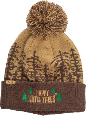 Calhoun Officially Licensed Bob Ross Happy Litte Trees Jacquard Knit Roll Up Beanie