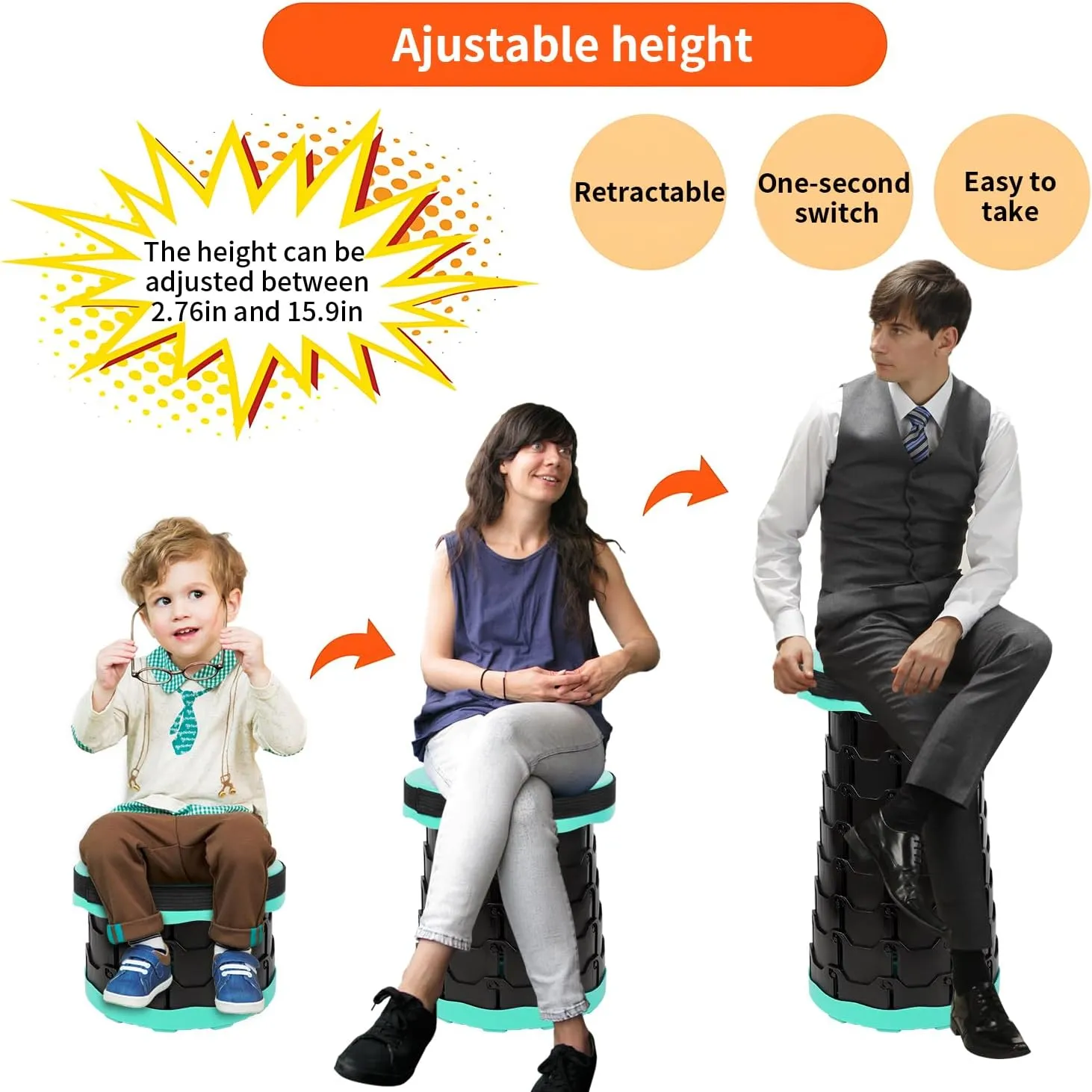 Camping Stool Portable Collapsible Stool Retractable Stool Folding Chair Outdoor Telescopic Stool Capacity 400lb Lightweight for Fishing Hiking Trips BBQ Stool Green, Medium
