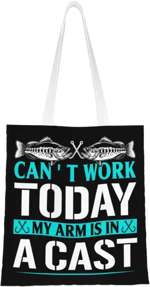 Can't Work Today My Arm Is In A Cast Tote Bag for Women Canvas Shopping Bags Reusable Large Capacity Casual Shoulder Handbags Grocery Bags DIY Gift Bags