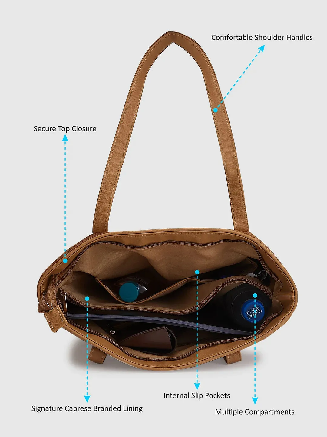 Caprese Tresna Embroidery Fawn Tote Handbag
