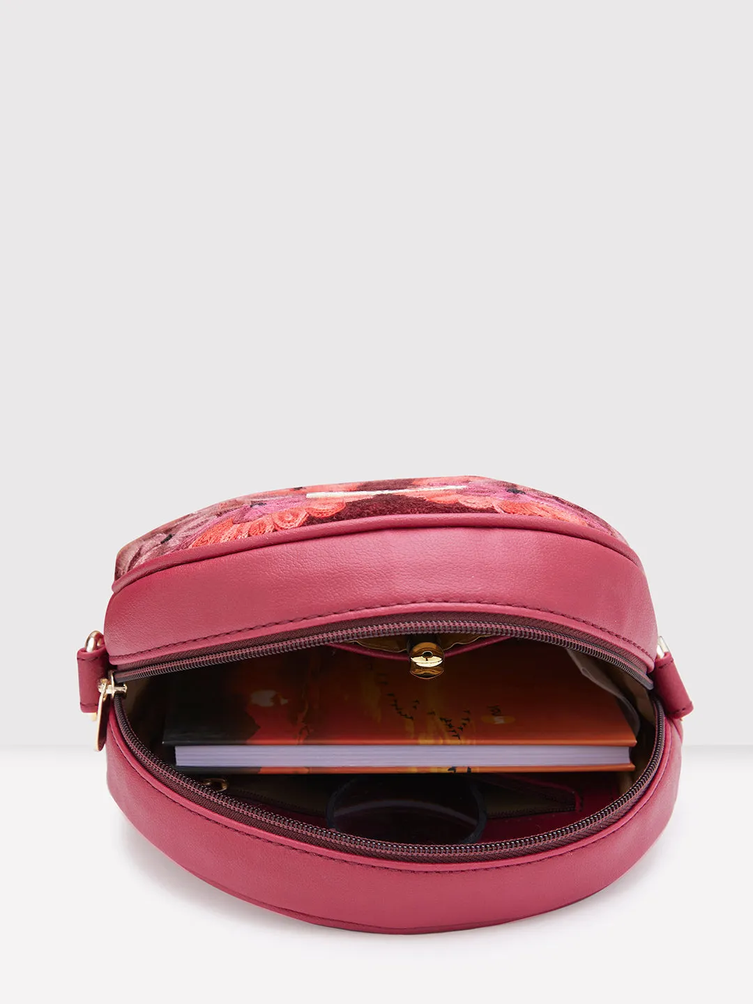 Caprese Tresna Medium Maroon Sling Bag