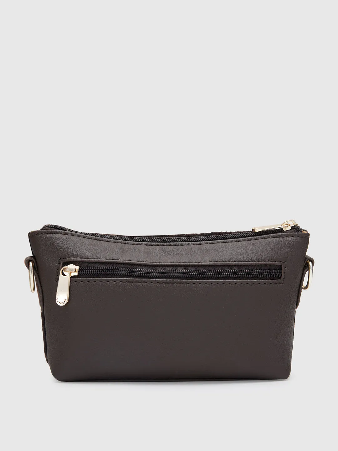 Caprese Tresna Small Embroidery Brown Sling Bag