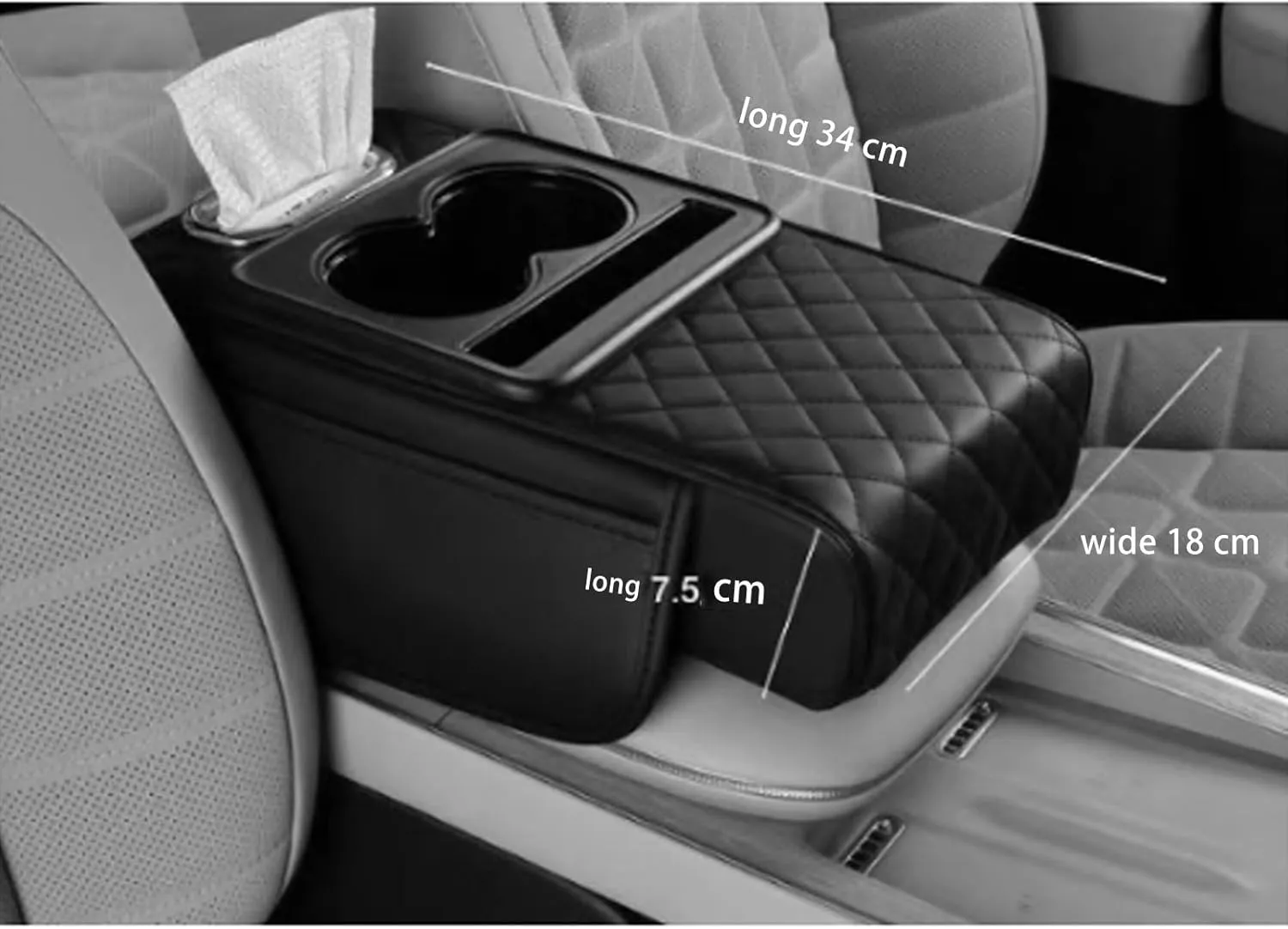 Car Arm Rest Cushion for Ligier JS50 2000-2024, Center Console Armrest Pillow Car Armrest Pad Trucks with Cup Holder, Armrest Pad Storage Bag(Red)