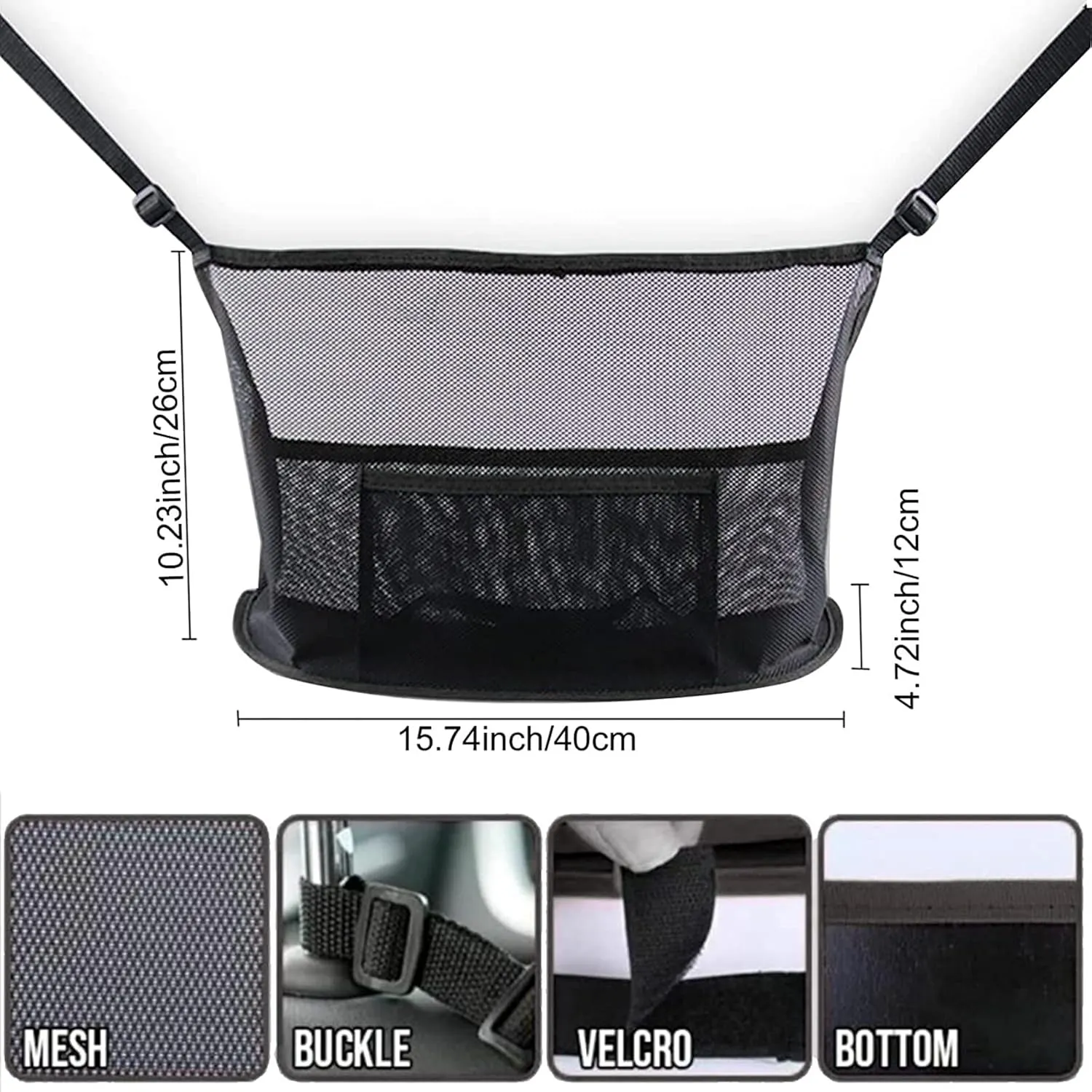 Car Handbag Holder Between Seats Large Capacity Car Purse Holder Automotive Consoles & Organizers for Document Phone Storage Car Organizer (Black)