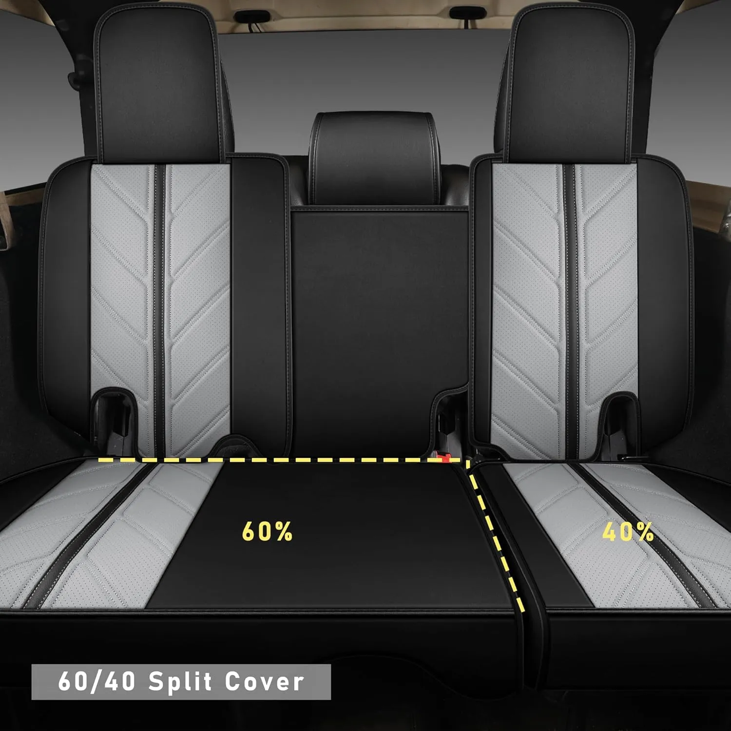 Car Seat Covers for Jeep Wrangler JK JL Fit 4 Door 2018-2024 JK JL Sahara Rubicon Unlimited Altitude Truck Waterproof Automotive Faux Leather Seat car Cushion Set(Black Gray, Full Set)
