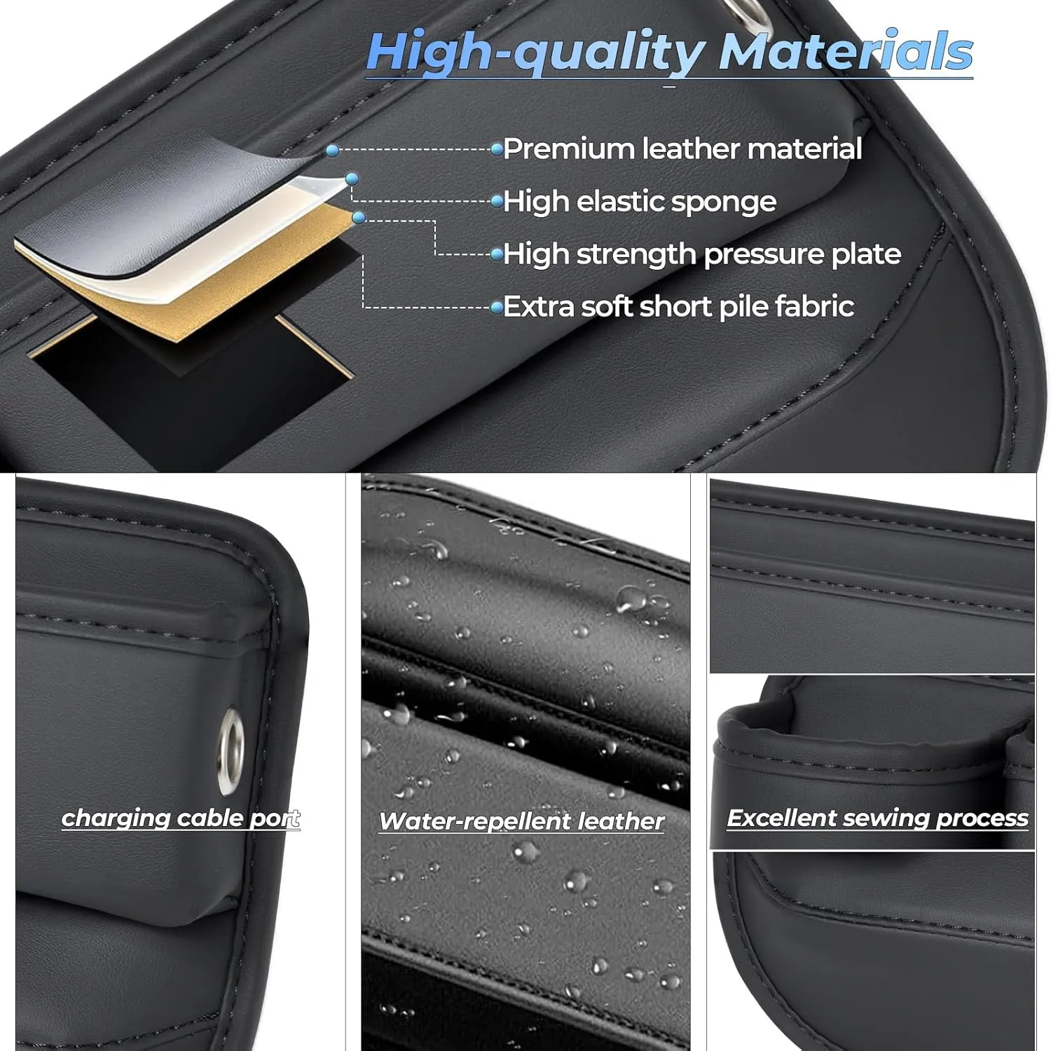 Car Seat Gap Filler Organizer, Car Seat Organizer, Seat Gap Storage Box with Cup Holders for Drink, Car Leather Cup Holder Gap Bag Front Seat for Holding Phone, Sunglasses,Keys（Red Passenger Seat )