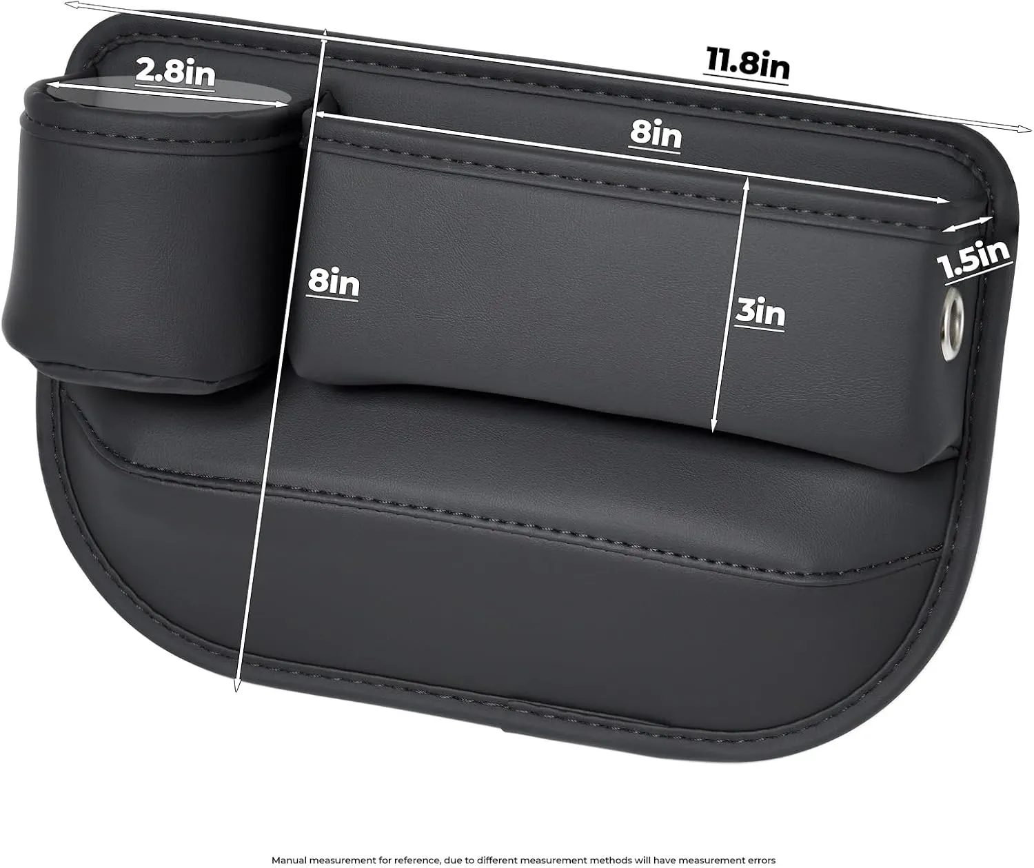Car Seat Gap Filler Organizer, Car Seat Organizer, Seat Gap Storage Box with Cup Holders for Drink, Car Leather Cup Holder Gap Bag Front Seat for Holding Phone, Sunglasses,Keys（Red Passenger Seat )