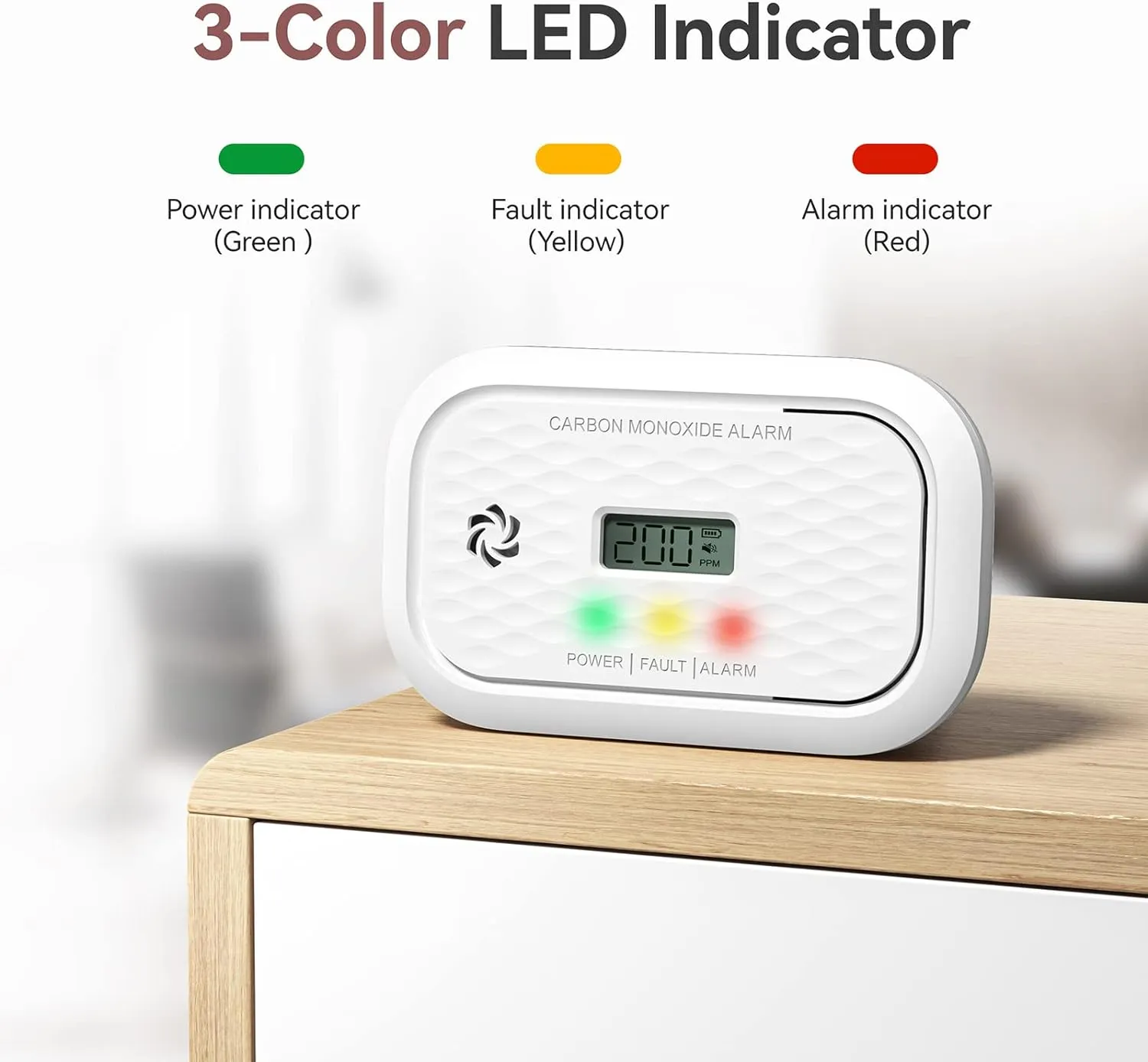 Carbon Monoxide Detectors, 10 Years Sensor Life Carbon Monoxide Alarm with LCD Display & LED Lights, Replaceable Battery CO Detector Alarm, Test Button, 85 dB for Home,Office, ZA326, 4Packs