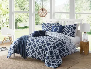 Caribbean Joe Aruba Comforter Set King Navy Blue/White