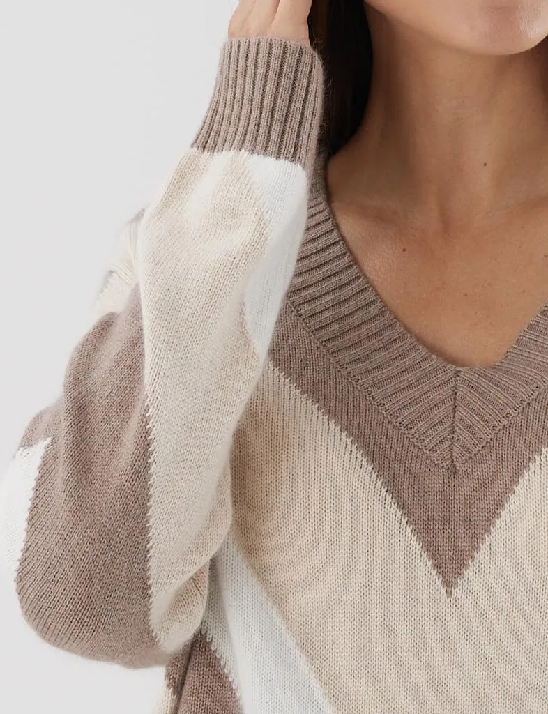 Cashmere Sweaters for Women Oversized V Neck Pullover, Long Sleeve Casual Loose Fit, Fall Fashion Top, Striped