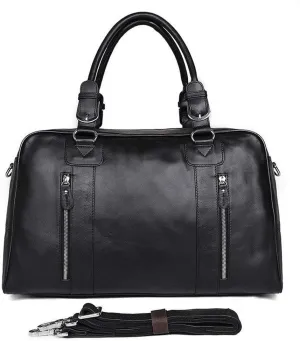 CcacHe Vintage Oil Wax Leather Travel Duffel 15" Laptop Shoulder Bag Weekender Overnight Sports Luggage Tote Handbag Sports Overnight Gym Luggage Weekend Tote (Color : Black)
