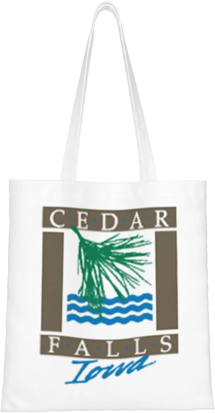 Cedar Falls Flag Tote Bag for Women Canvas Shopping Bags Reusable Large Capacity Casual Shoulder Handbags Grocery Bags DIY Gift Bags