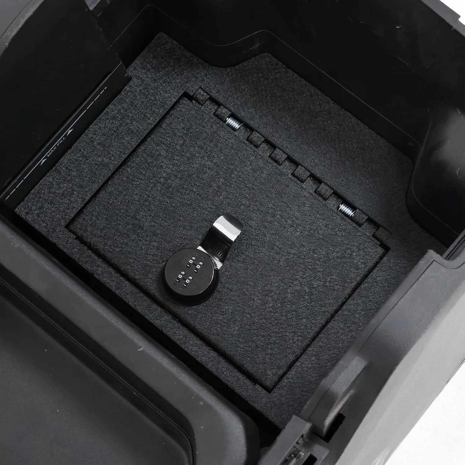 Center Console Safe Gun Safe, WASAI Console Gun Vault Lock box Compatible with RAM 1500/2500/3500 LARAMIE/BIGHORN/POWERWAGON 2019-2025, NOT FIT Cup Holder with Cover, 4-Digit Combination Lock.