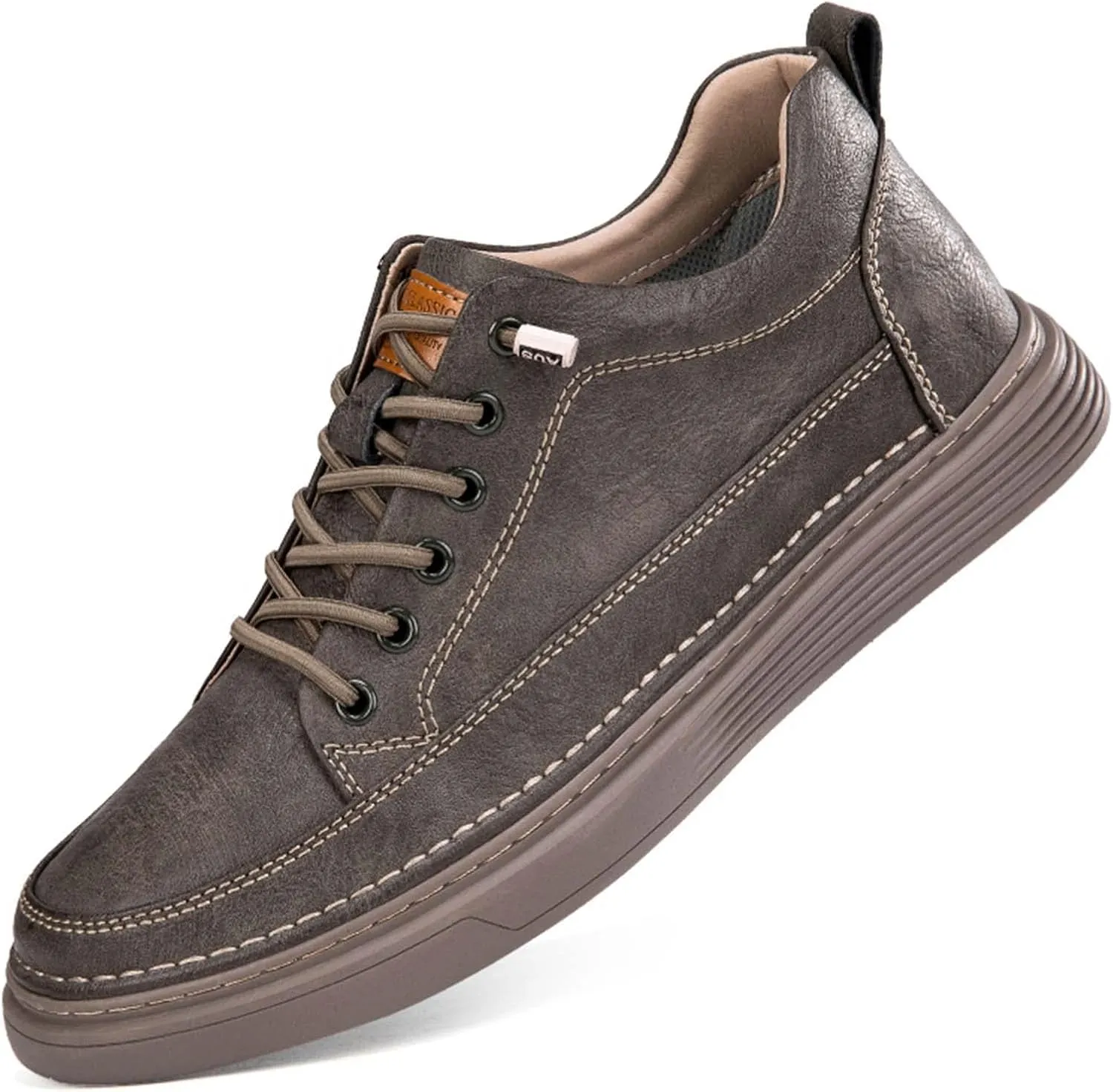 CERYTHRINA Elevator Shoes for Men - Height Increasing Sneakers, 2.5 Inches Taller, Leather Casual Shoes with Height Increase Insoles