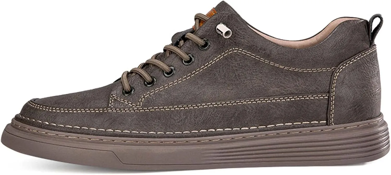 CERYTHRINA Elevator Shoes for Men - Height Increasing Sneakers, 2.5 Inches Taller, Leather Casual Shoes with Height Increase Insoles