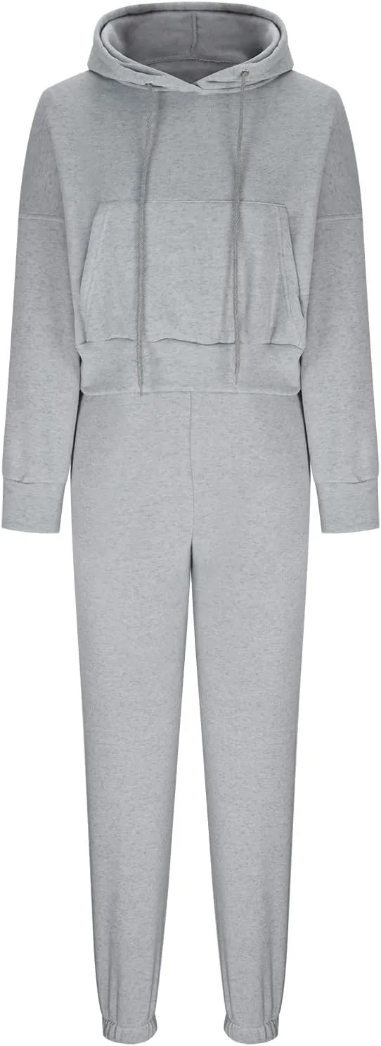Charella Two Piece Sweatsuit Outfits for Women's Solid Pullover Hoodies Drawstring Cinch Bottom Trousers Sets With Pocket