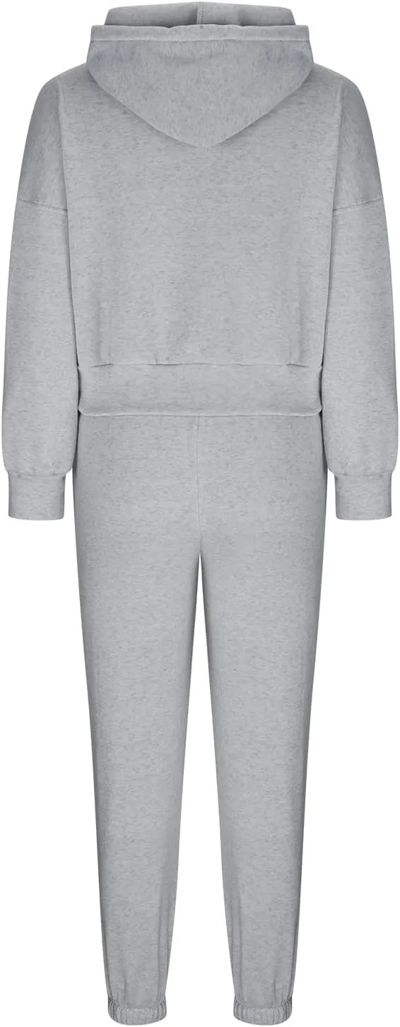 Charella Two Piece Sweatsuit Outfits for Women's Solid Pullover Hoodies Drawstring Cinch Bottom Trousers Sets With Pocket