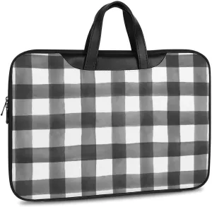 Checkered Black And White Handheld Single Shoulder Crossbody Laptop Bag Unisex