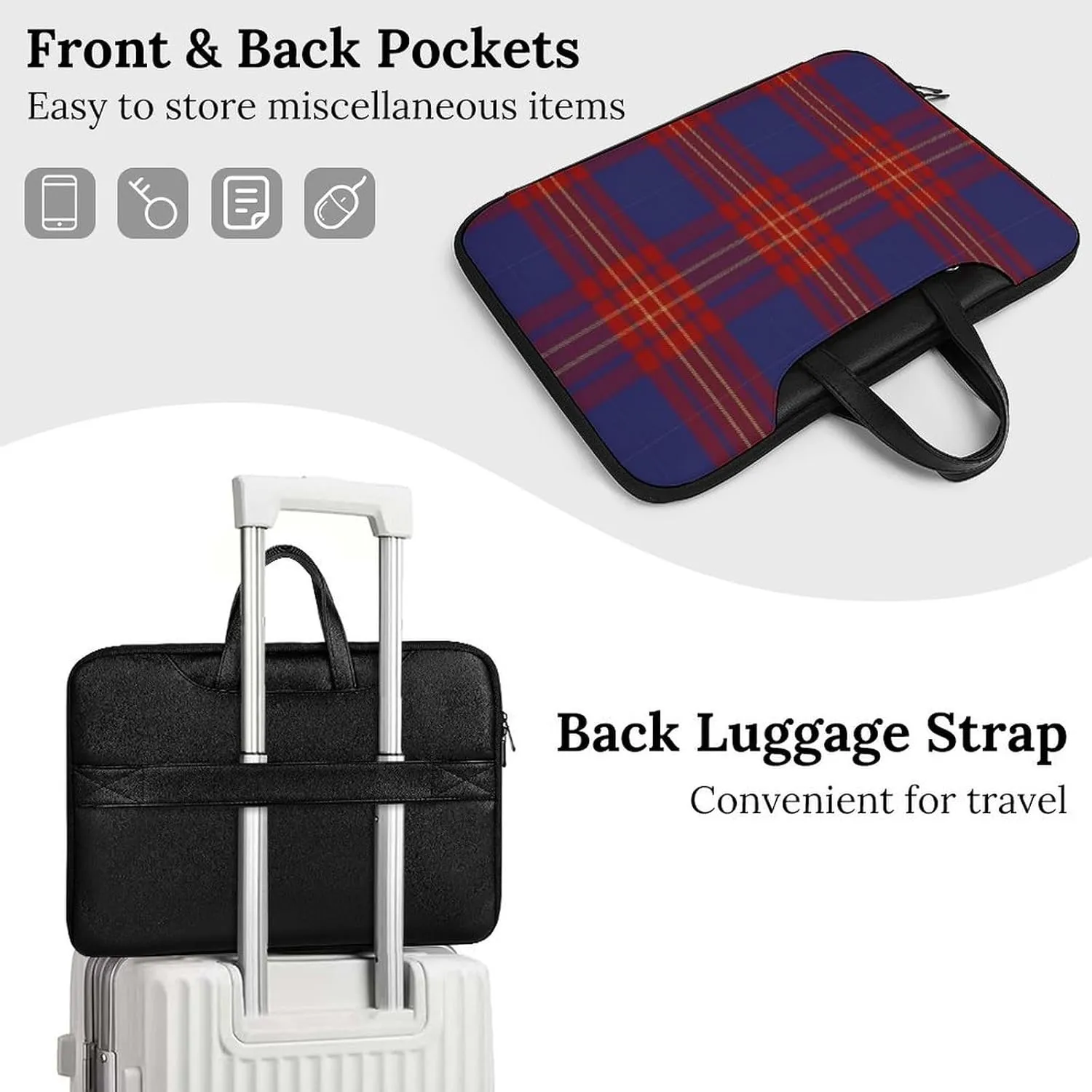 Checkered Black And White Handheld Single Shoulder Crossbody Laptop Bag Unisex