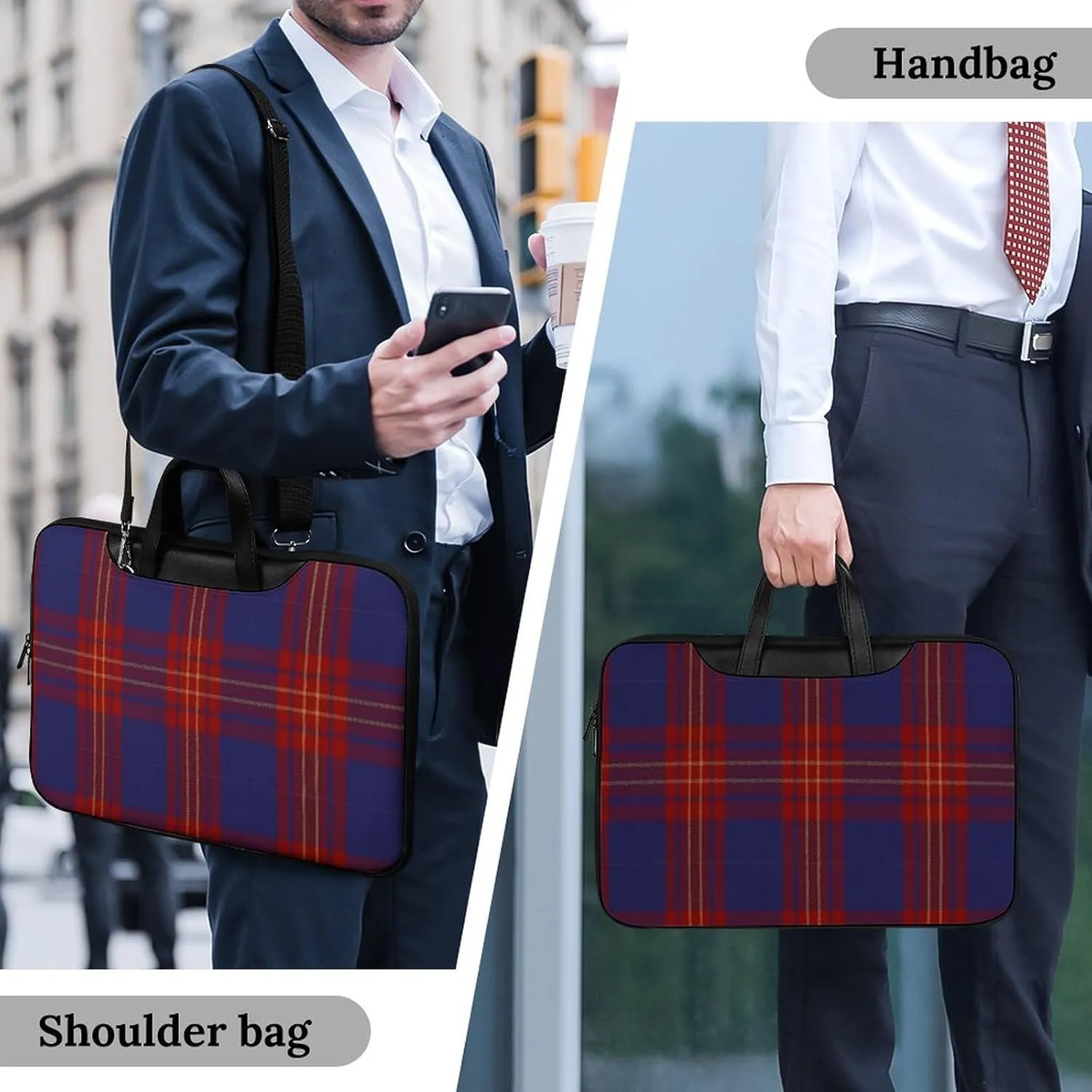 Checkered Black And White Handheld Single Shoulder Crossbody Laptop Bag Unisex