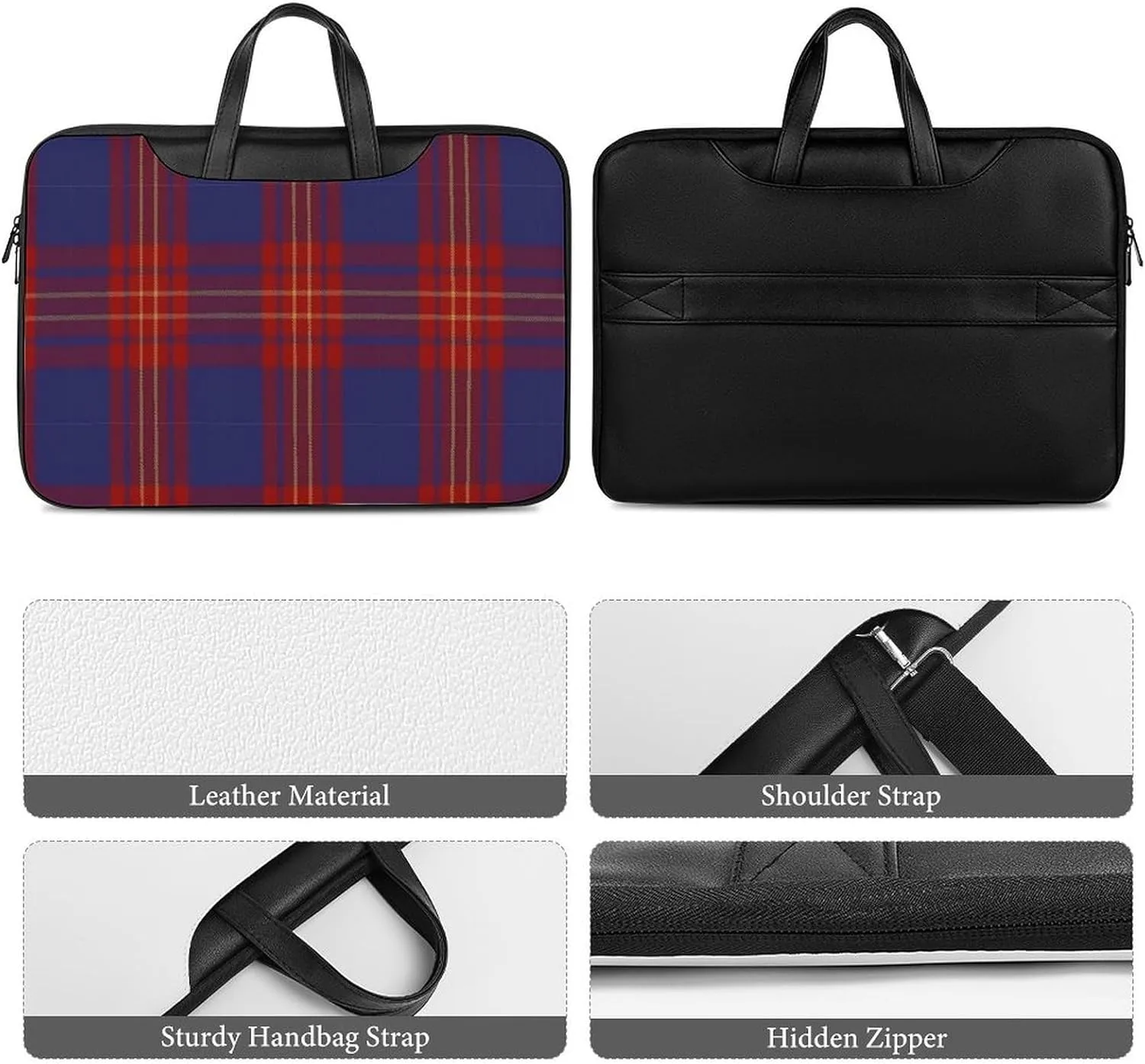 Checkered Black And White Handheld Single Shoulder Crossbody Laptop Bag Unisex
