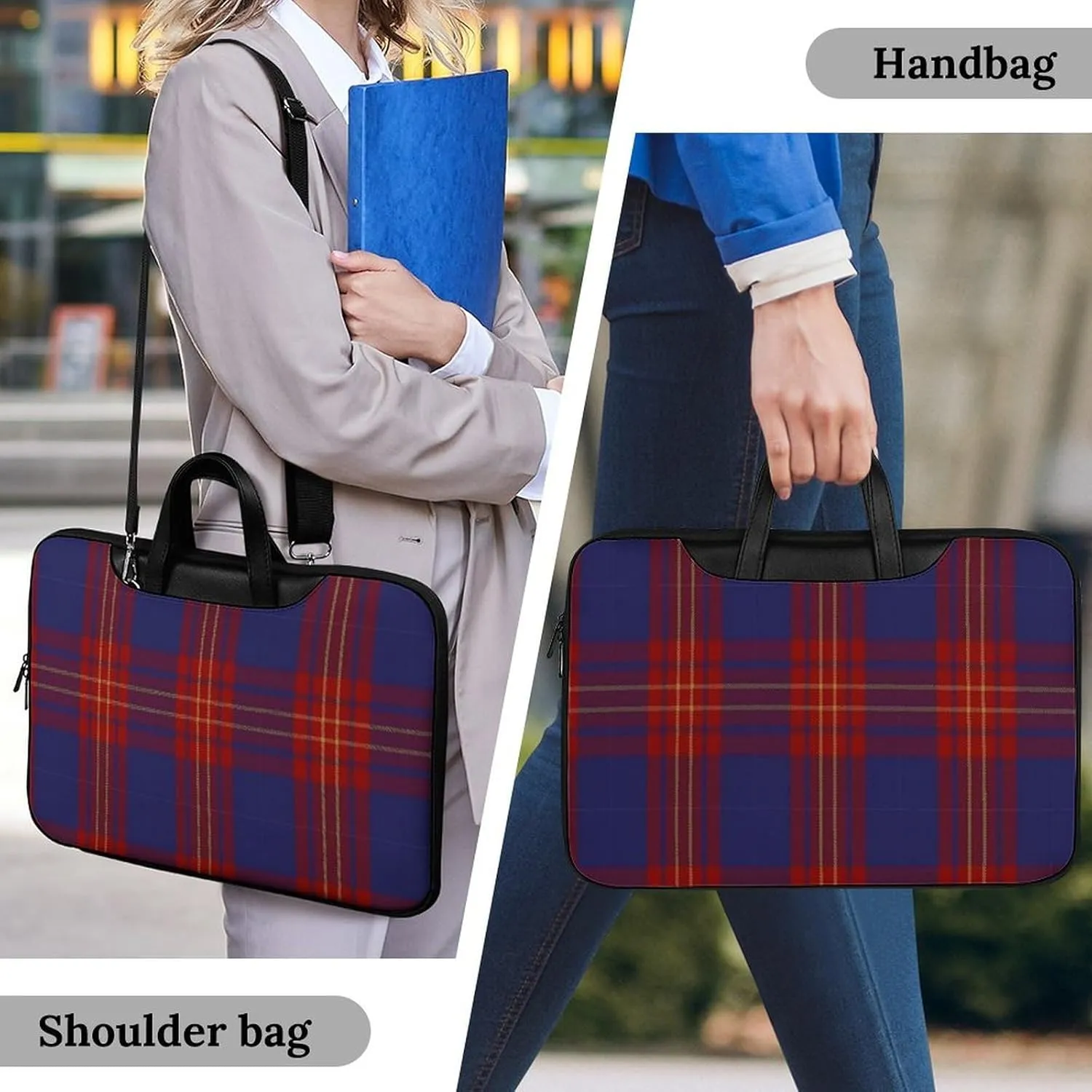 Checkered Black And White Handheld Single Shoulder Crossbody Laptop Bag Unisex