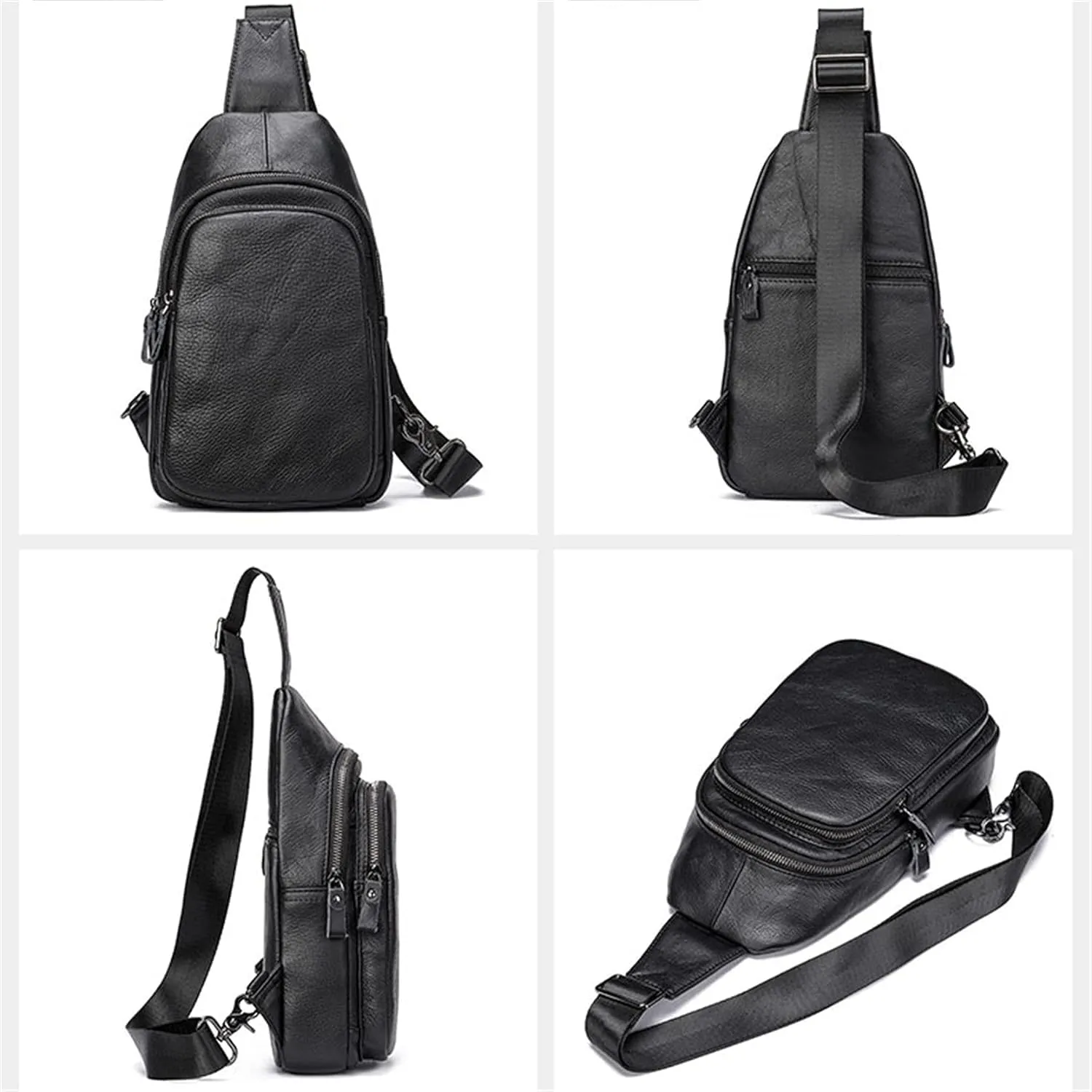 Chest Bag Crossbody Bag Leather Sling Bag Anti ThefChestShoulder Bag Multipurpose Chest Pack for Cycling Travel