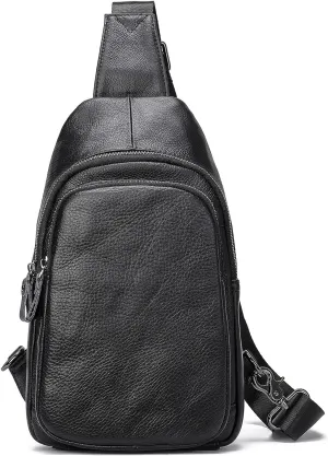 Chest Bag Crossbody Bag Leather Sling Bag Anti ThefChestShoulder Bag Multipurpose Chest Pack for Cycling Travel
