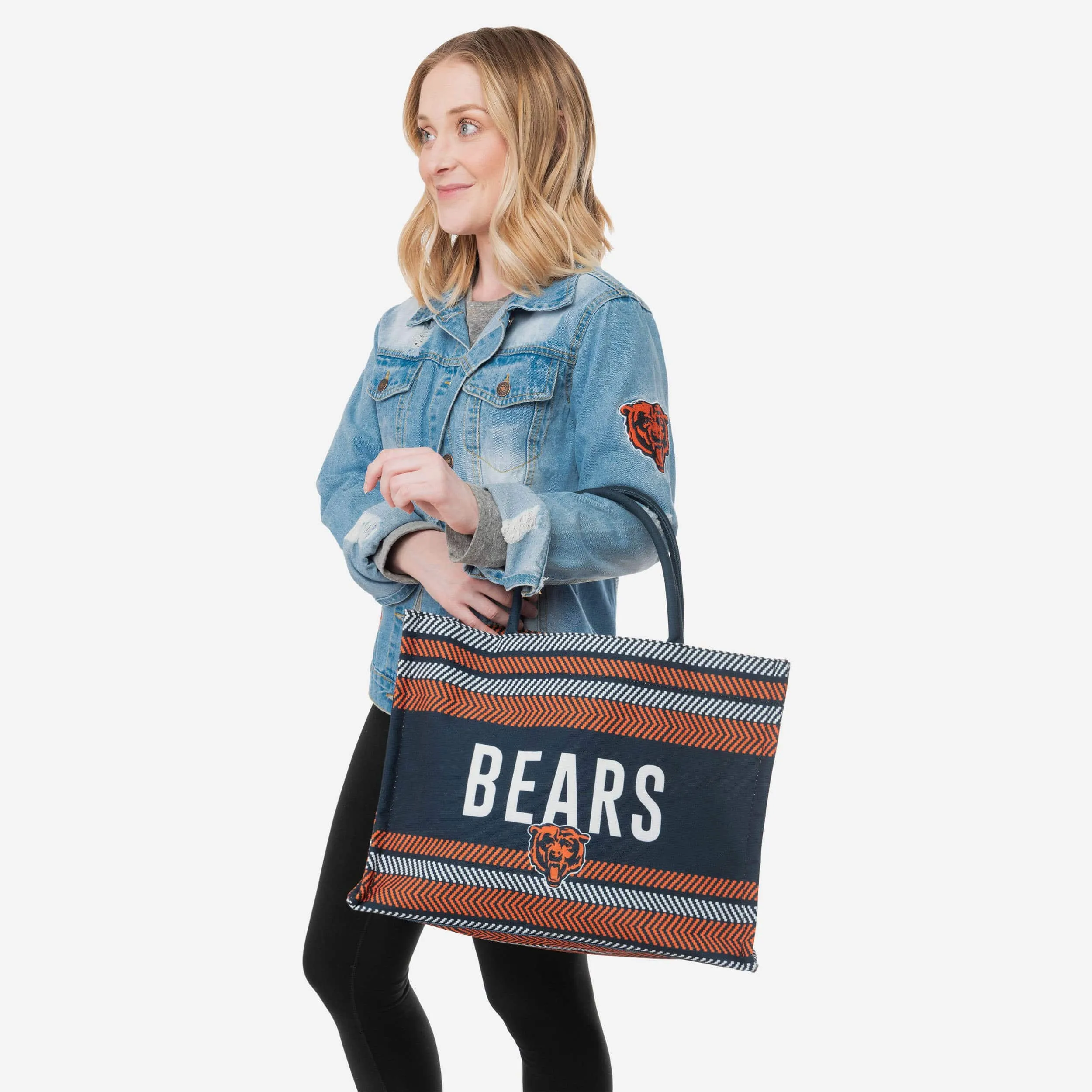 Chicago Bears Stitch Pattern Canvas Tote Bag