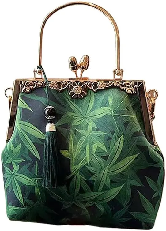 Chinese women's retro printed handbag, embroidered shoulder bag, large capacity bag, dinner and wedding gifts