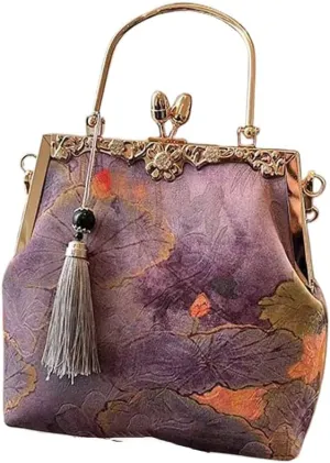 Chinese women's retro printed handbag, embroidered shoulder bag, large capacity bag, dinner and wedding gifts