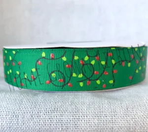 Christmas Lights USDR Ribbon 7/8 Inch - Green