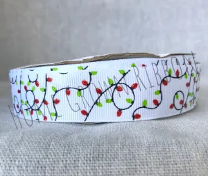Christmas Lights USDR Ribbon 7/8 Inch - White