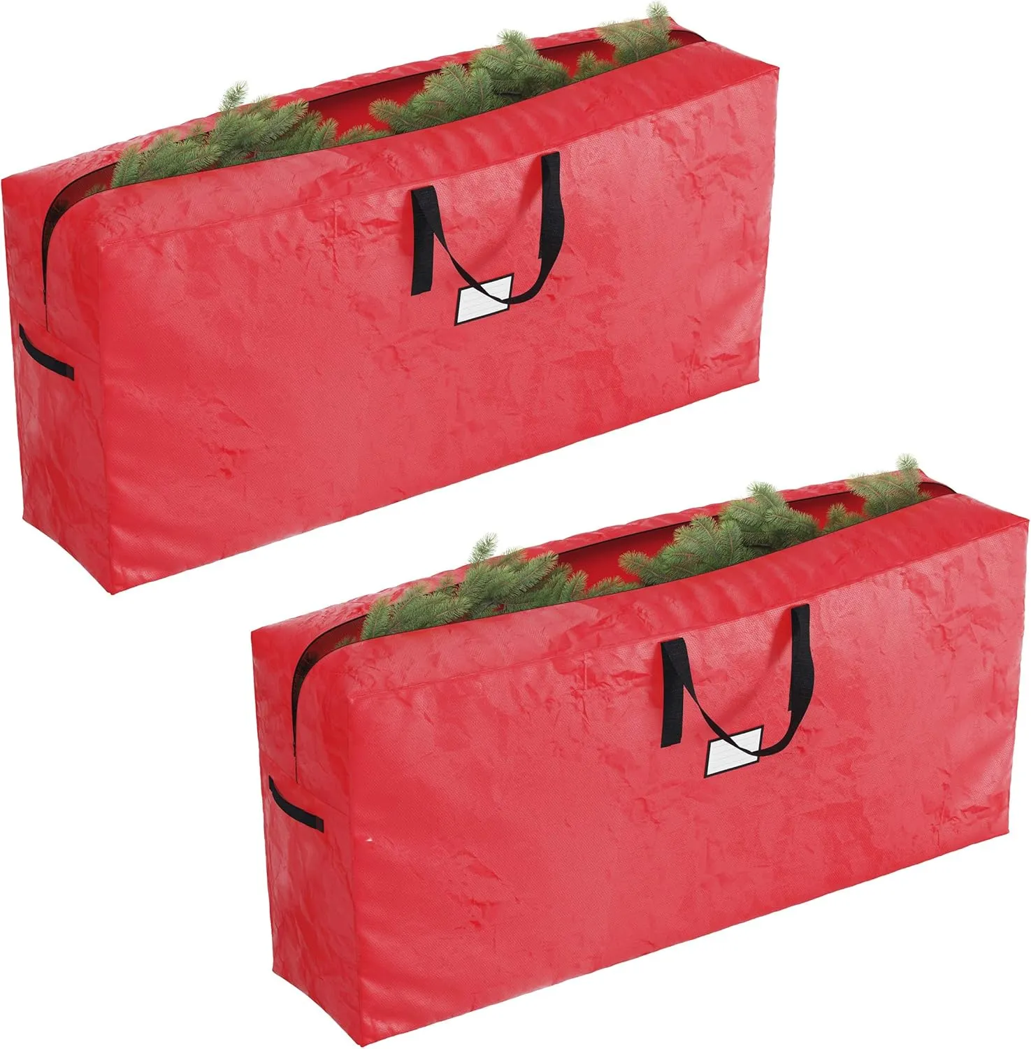 Christmas Tree Storage Bags-2 Pack-Fits 9 Ft Artificial Tree Each-Protect Holiday Decorations & Inflatables from Moisture & Damage by Elf Stor (Red)