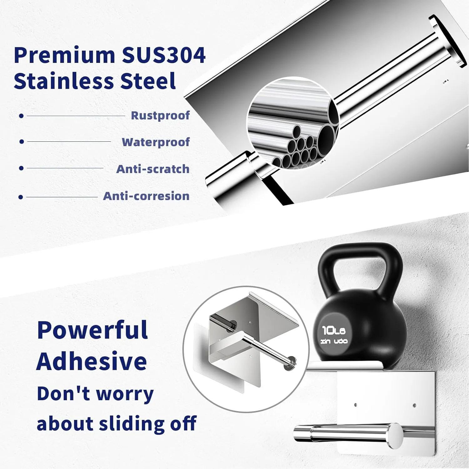 Chrome Toilet Paper Holder Wall Mount, Fits Mega Rolls Size Sliver Toilet Paper Holder with Shelf, Rustproof Stainless Steel Toilet Roll Holder, Self Adhesive Toilet Paper Holders Chrome