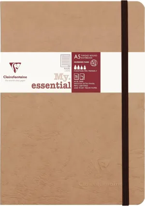 Clairefontaine 'Age Bag' Thread-Bound Notebook, A5, Lined, 192 Pages - Brown
