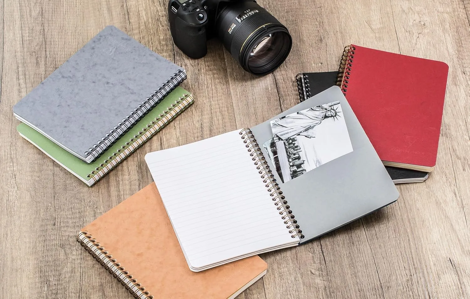 Clairefontaine 'Age Bag' Wirebound Notebook, A5, 120 Pages, Lined - Blue