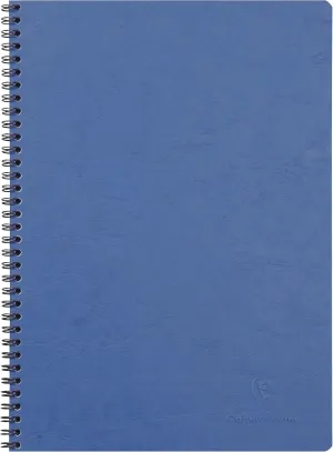 Clairefontaine - Ref 781454C - Age Bag Wirebound Notebook (100 Pages) - A4 Size, Lined Rulings, 90gsm Brushed Vellum Paper, Pocket for Loose Documents - Blue Cover