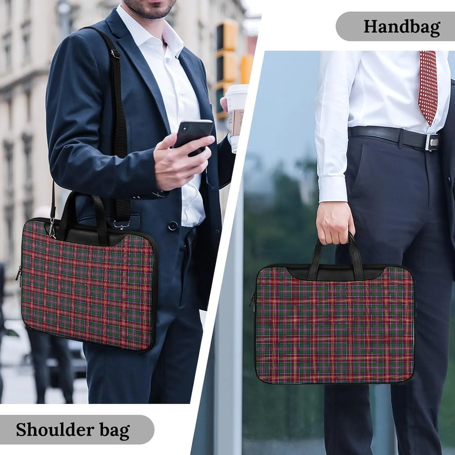 Clan Rutherford Tartan Handheld Single Shoulder Crossbody Laptop Bag Unisex