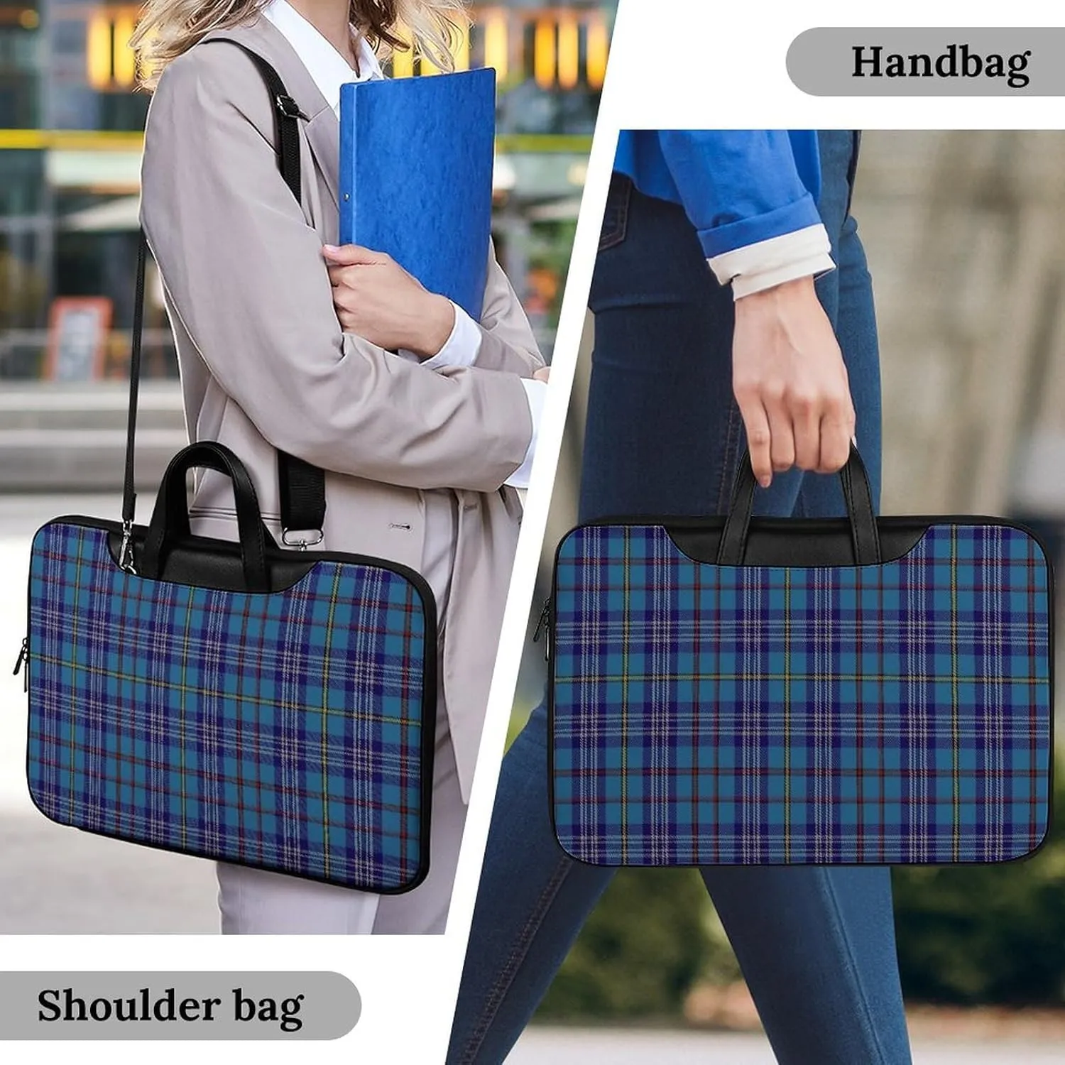 Clan Rutherford Tartan Handheld Single Shoulder Crossbody Laptop Bag Unisex