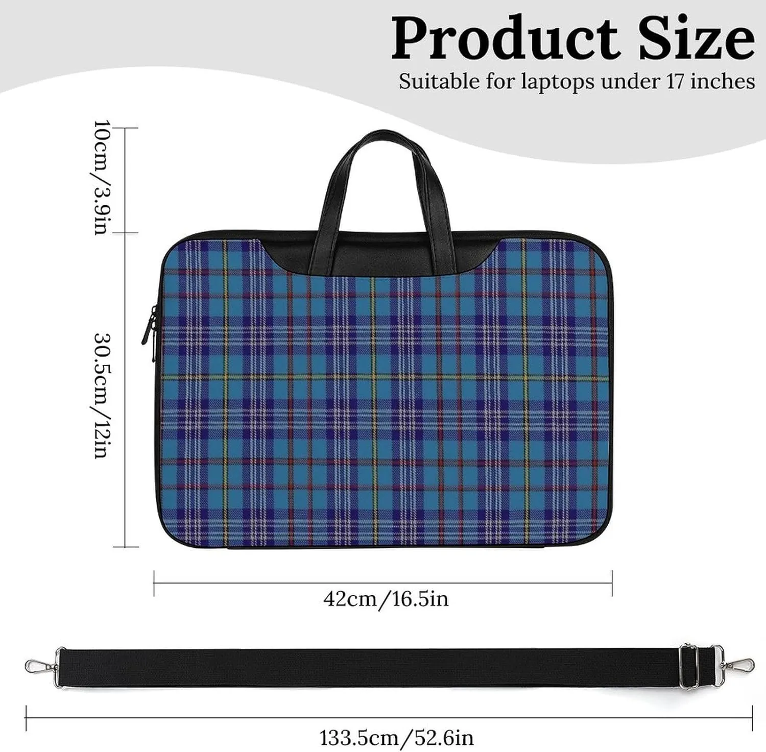 Clan Rutherford Tartan Handheld Single Shoulder Crossbody Laptop Bag Unisex