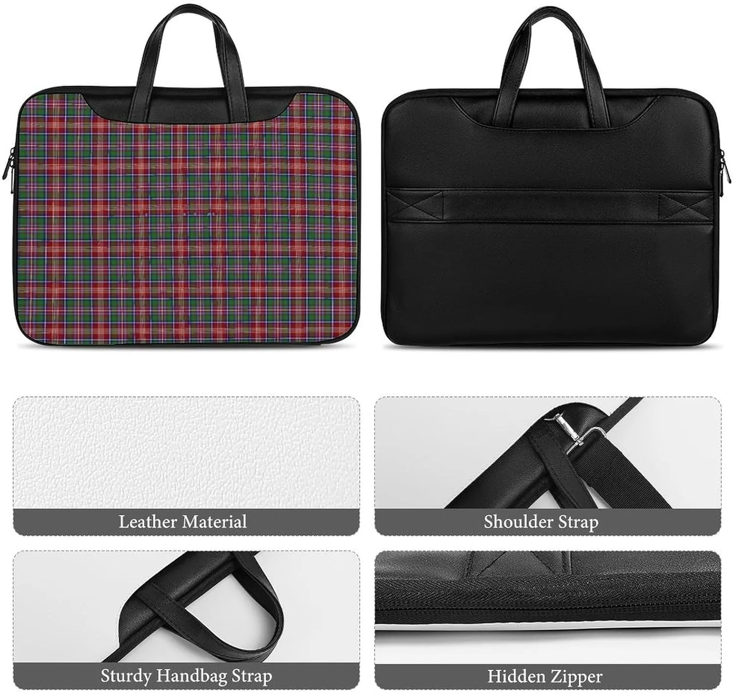 Clan Rutherford Tartan Handheld Single Shoulder Crossbody Laptop Bag Unisex