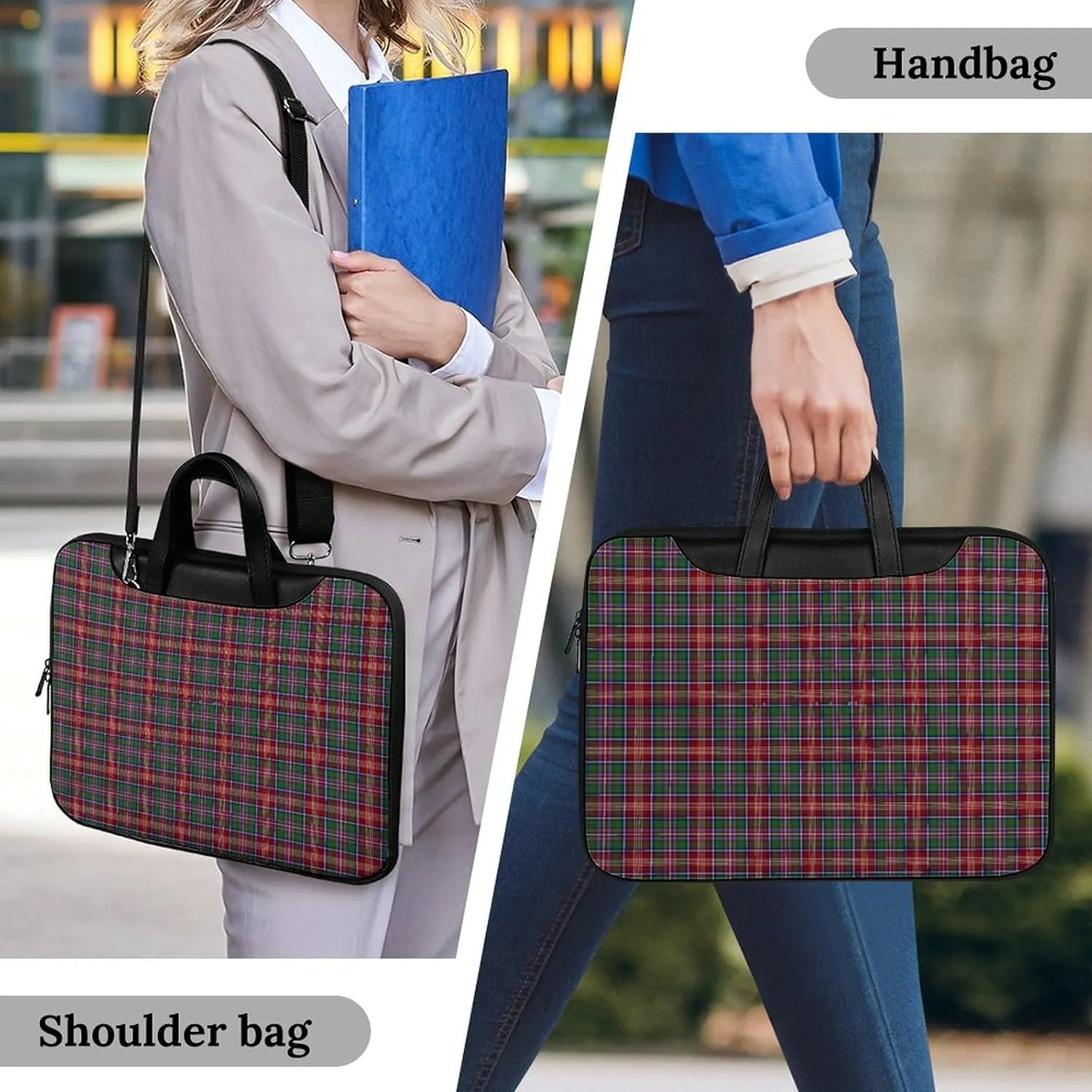 Clan Rutherford Tartan Handheld Single Shoulder Crossbody Laptop Bag Unisex