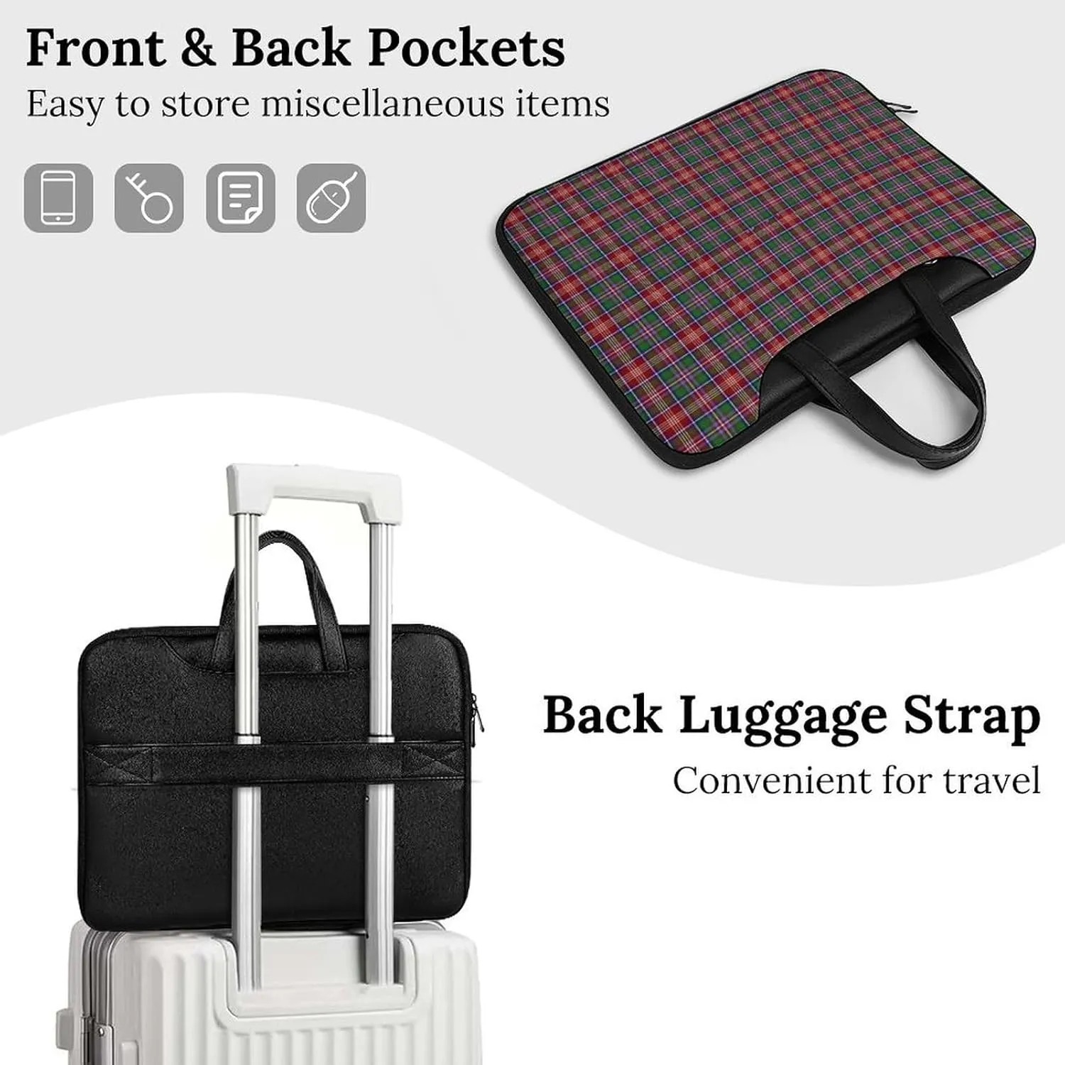 Clan Rutherford Tartan Handheld Single Shoulder Crossbody Laptop Bag Unisex