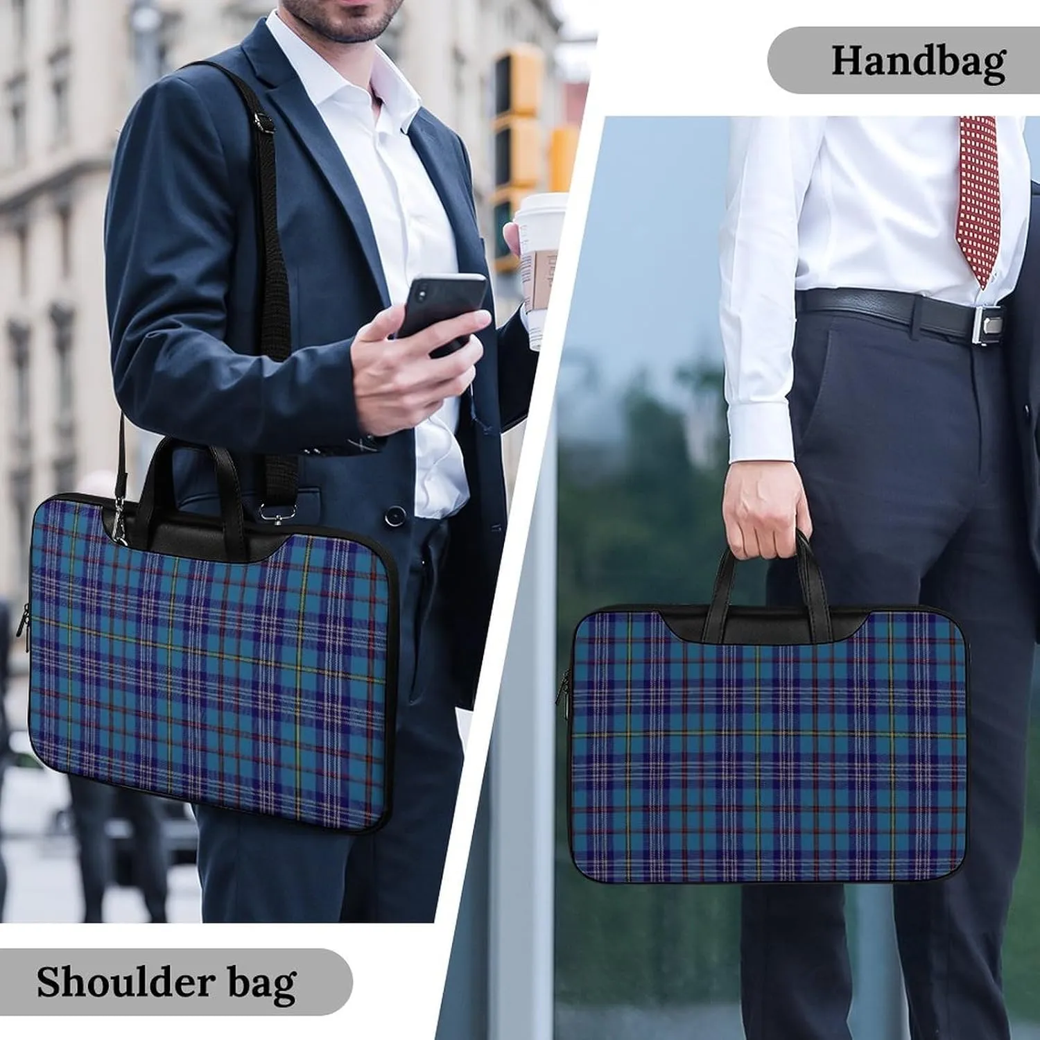 Clan Rutherford Tartan Handheld Single Shoulder Crossbody Laptop Bag Unisex